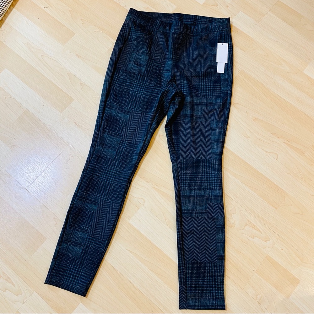 DESIGN LAB Plaid Houndstooth Patchwork Leggings S… - image 3